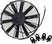 TULKUCBZBP 13" Universal 12V 90W Slim Reversible Electric Cooling Thermo Radiator AUTO Fan Push Pull with Mounting Kit 13 Inch FANI13 Car Fan and kit