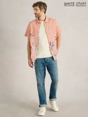 White Stuff Pink Finsbury Leaves Printed 100% Cotton Shirt (H27451) | $104