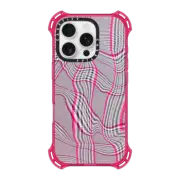 iPhone 16 Pro Bounce Case MagSafe Compatible Distorted Plaid - Pink