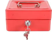 POENVFPO Lockable Mini Security Cash Money Safe Box, Eco-Friendly Iron Home Safe Box for Extra Cash and Jewelry Storage (Small Size Red 35x30x67cm/13.78x11.81x26.38in)