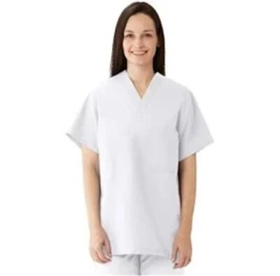 MEDLINE COMFORTEASE UNISEX SCRUB TOP WHITE/MEDIUM/910XTQM-CM