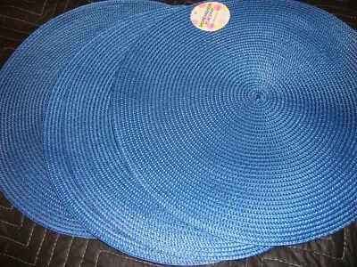 "I Home Fashion" Placemats Round Decorative Blue 4pc Decor 14.5" Diameter 205