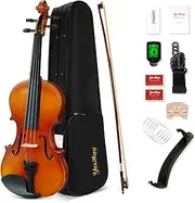 [YorRay] Violin 4/4 Full Size Kit for Adults Beginner, Violin Fiddle Set for Student with Rosewood Bow, Extra Strings&Bridge, 2 rosins, Tuner, Fingerboard Stickers, Shoulder Rest, Case