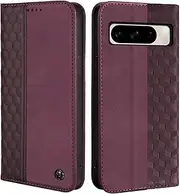 [CXTcase] Case for Google Pixel 8 Pro, Shockproof PU Leather Flip Folio Cover with Card Slots, Magnetic Wallet Case for Google Pixel 8 Pro, Wine Red