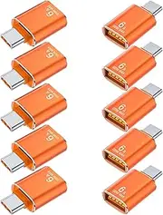 BETU 【120W /10Gbps】 USB C Male to USB Female Adapter, 10Pack USB3.1 USB C to USB Adapter, Compatible with Smartphone/PC/Laptop/Tablet/Keyboard and More Devices (Orange)