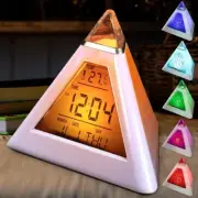 7 Colors Colorful LCD Alarm Clock Night Light Thermometer Digital Wall Led Clock