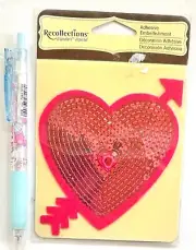 Large Red Heart Sticker Sequined Scrapbooking Frame Card Craft Recollections