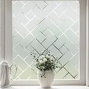Coavas Window Privacy Film for Frosted Windows: Modern Brick Patterned, Anti UV Obscure Window Films, Self Adhesive Static Cling No Glue Removable, Opaque Frosting Window for Home Office, 45x300cm