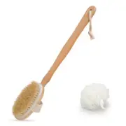 Depurador de espalda con mango de madera exfoliante para piel seca o húmeda
