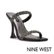 NINE WEST ZIPPY5 水鑽方頭高跟涼鞋-黑色