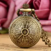 Bronze Spider Web Ball Necklace Retro Quartz Pocket Watch Men Womens Xmas Gift