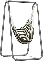 Tneukoom Hammock Chair Stand with A-Shaped Frame, Weatherproof Steel, Holds Up to 220lbs, Versatile Use for Hanging Chairs, Hammocks, and Blankets, Indoor & Outdoor, Includes Optional Pillow Grey C