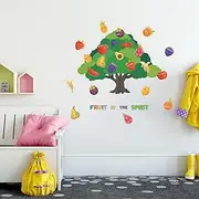 IARTTOP Inspirational Quotes Wall Decals Colorful Fruit Party Wall Stickers DIY Fruit Tree Wall Decal Large Tree Wall Murals The Fruit of Spirit Decal for Home Baby Nursery Bedroom School Decoration
