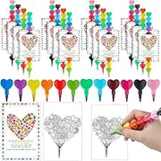 50 Sets End of Year Student Gift Stackable Crayons and Coloring Card Kindergarten Graduation Gift Bulk 2024 Congrats Grad Last Day of School Party Favor for Preschool Students(Heart)
