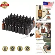 Durable & Reusable 2oz Amber Glass Dropper Bottles - Ideal for Essential Oils