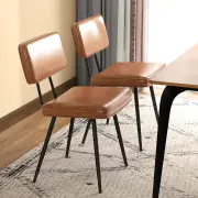 CostwayFaux Leather Upholstered Dining Chair with Padded Backrest Set of 2-Brown