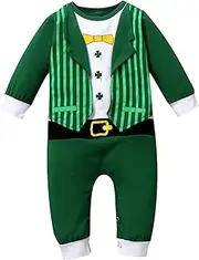 [Singcoco] Baby Boy St Patricks Day Outfit Newborn Saint Patrick's Day Clothes Shamrock Romper
