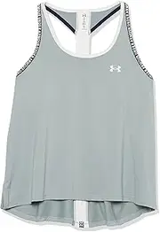 [Under Armour] Girls' Standard Knockout Tank Top, (781) Opal Green / / White, Youth X-Small