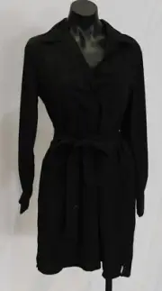 Banana Republic Women's Satin Twill Mini Tie-Waist Shift Dress LC7 Black Small