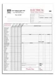 250 Electrical Work Order Invoices / Nebs Deluxe No. 6520 / 3 Part Carbonless