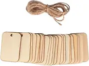 KONTONTY 153pcs Small Square Wooden Tags Durable DIY Craft Labels with Rope for Party Decoration Present Tags and Message Cards Per Pack