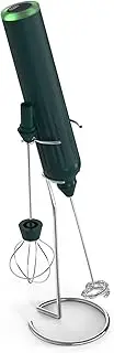 Meichoon Electric Milk Frother Handheld Whisk with Stainless Steel Stand Double Stirring Head for Cappuccino Frappuccino Matcha Hot Chocolate KT51 Green