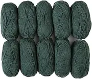 Knit Picks Wool of The Andes Yarn Pack - 10 Skeins of Green 100% Wool Worsted Weight Yarn (Noble Heather)