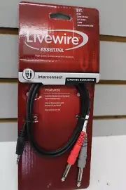 Livewire Essential Interconnect Y-Cable 3.5 mm TRS Male to 1/4 TS Male - 3 Ft.