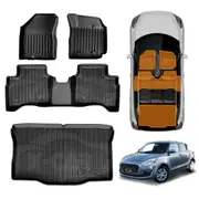 3D All-Weather Floor Mat Boot Liner Carpet for Suzuki Swift 3rd Gen Auto 2017-2024 Heavy Duty Cargo Trunk Mat Luggage Tray