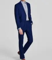 $395 Kenneth Cole Men's Blue Slim-Fit Techni-Cole 2-Piece Jacket Pants Suit 40L