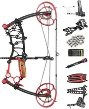 Steel Ball Compound Bow Kit Dual-Purpose Compound Bow Hunting Bow Draw Weight 40-65lbs Adjustable with Gordon Limbs Short-Axis Compound Bow Left/Right Hand Avalible
