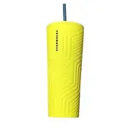 2024 Starbucks Winter Angular Neon Yellow Stainless Steel Travel Tumbler NWT