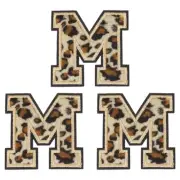 Letters M Patches Leopard Iron-On Letters Patch for Clothing Repair 3 Pcs