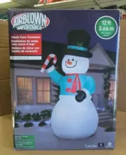 GEMMY AIRBLOWN INFLATABLE GIANT 12' LIGHT UP CANDY CANE SNOWMAN NEW