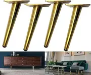 [Bikani] Golden Sofa Legs Round Solid Metal Furniture Legs Sofa Replacement Legs Perfect for Mid-Century Modern/Great IKEA hack for Sofa, Couch, Bed, Coffee Table (Golden Color, 5 Inches,Set of 4)