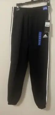 NEW Boy's Adidas Black White Three Stripe Active Pants Size Large (14/16)