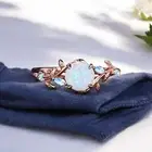 925 Sterling Silver 5MM Fire Opal Moonstone Twig Branch Wedding Gift Ring