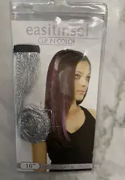 EasiTinsel by EasiHair 16" Hair Extensions Clip In Synthetic Silver New