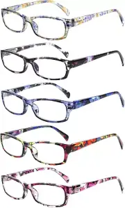 5 Pack Computer Reading Glasses Men and Women anti Eyestrain Blue Light Blocking