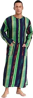 [Loodgao] Men Muslim Long Gown Arabian Kaftan Islamic Clothing Middle East Costumes Long Sleeve Button Up Robes