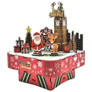 3D Christmas Puzzle Music Box Wooden Castle Model Assembly Puzzles For Kids