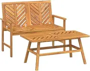 VidaXL 2 Piece Garden Lounge Set in Solid Acacia Wood - Chevron Design Bench and Coffee Table - Indoor and Outdoor Use, Sturdy and Comfortable