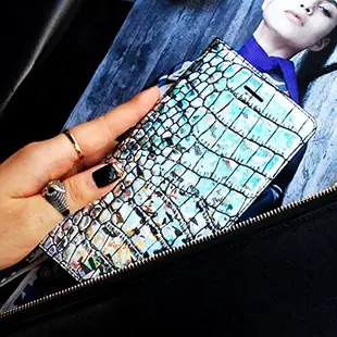 韓國 Hologram Croco iPhone 6 Plus 5.5吋 銀鑽漆鱷紋手工真皮保護套【出清】