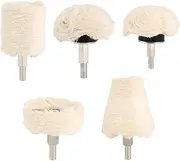 5 Pcs Buffing Polishing Wheel for Drill, Aluminum Drill Buffer Attachment White Flannelette Rims with 1/4 Handle for Metal, Aluminum,Stainless Steel,Jewelry,Wood,Plastic,Car
