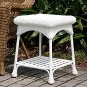 Wicker Lane Outdoor White Wicker Patio Furniture End Table