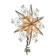 Kurt Adler UL3110 10-Light 6-Point Capiz Star Treetop with Scroll Design