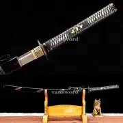 Katana Samurai Sword Folded Steel Japanese Full Tang Sharp Battle Ready Black.