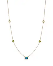 Bloomingdale's Fine Collection Lemon Quartz & Peridot Station Necklace in 14K Yellow Gold, 17
