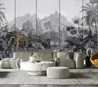 3D Forest Mountains Grey Self-adhesive Removeable Wallpaper Wall Mural