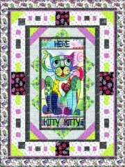 Quilt Kit - Kittys Garden - 53" X 71" Here Kitty Kitty Panel Quilt - Top & Bind